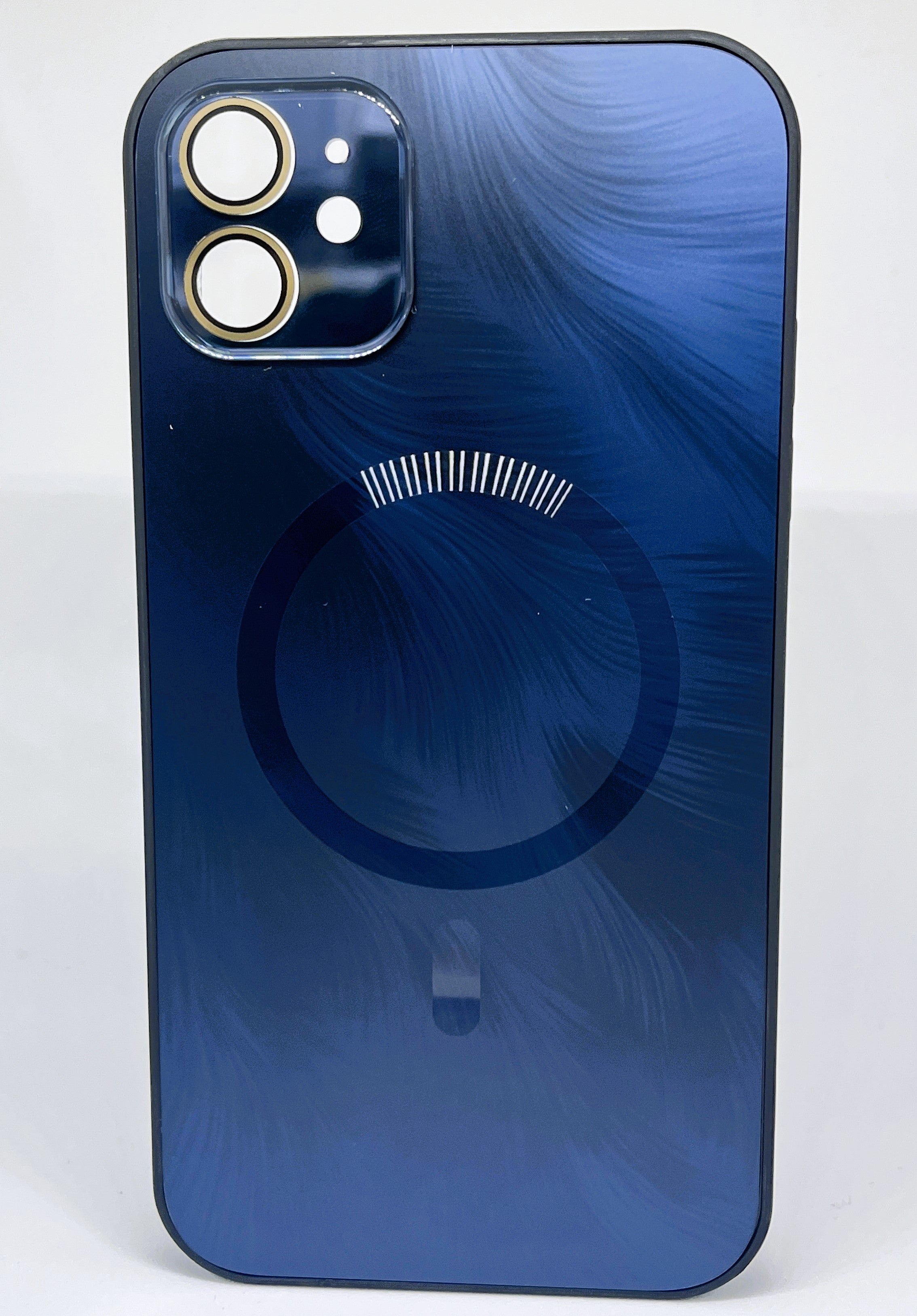 Mag-safe Feather Glass Case Navy Blue