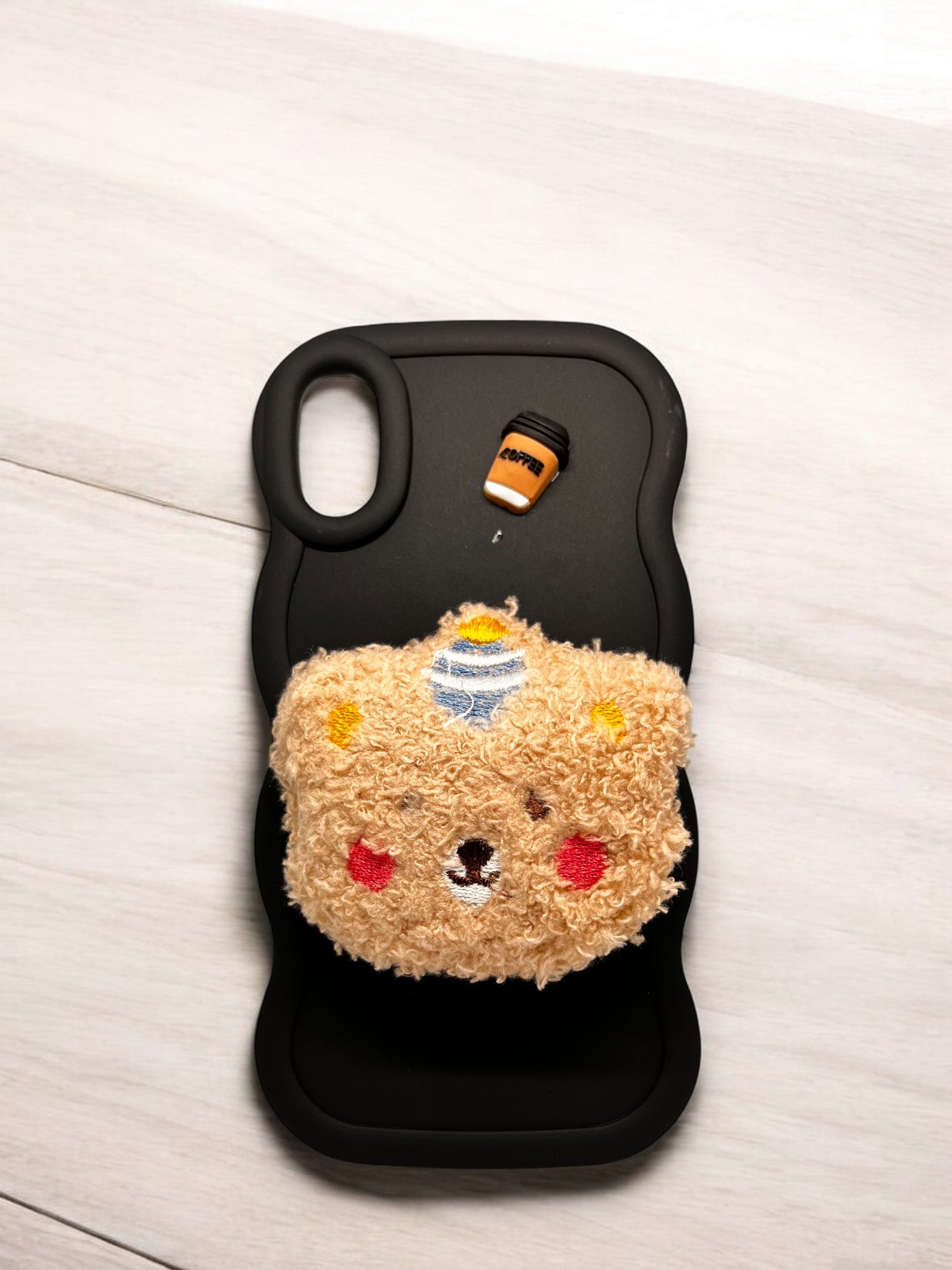 Cute 3D Plush Bear Phone Case For iPhone - Black