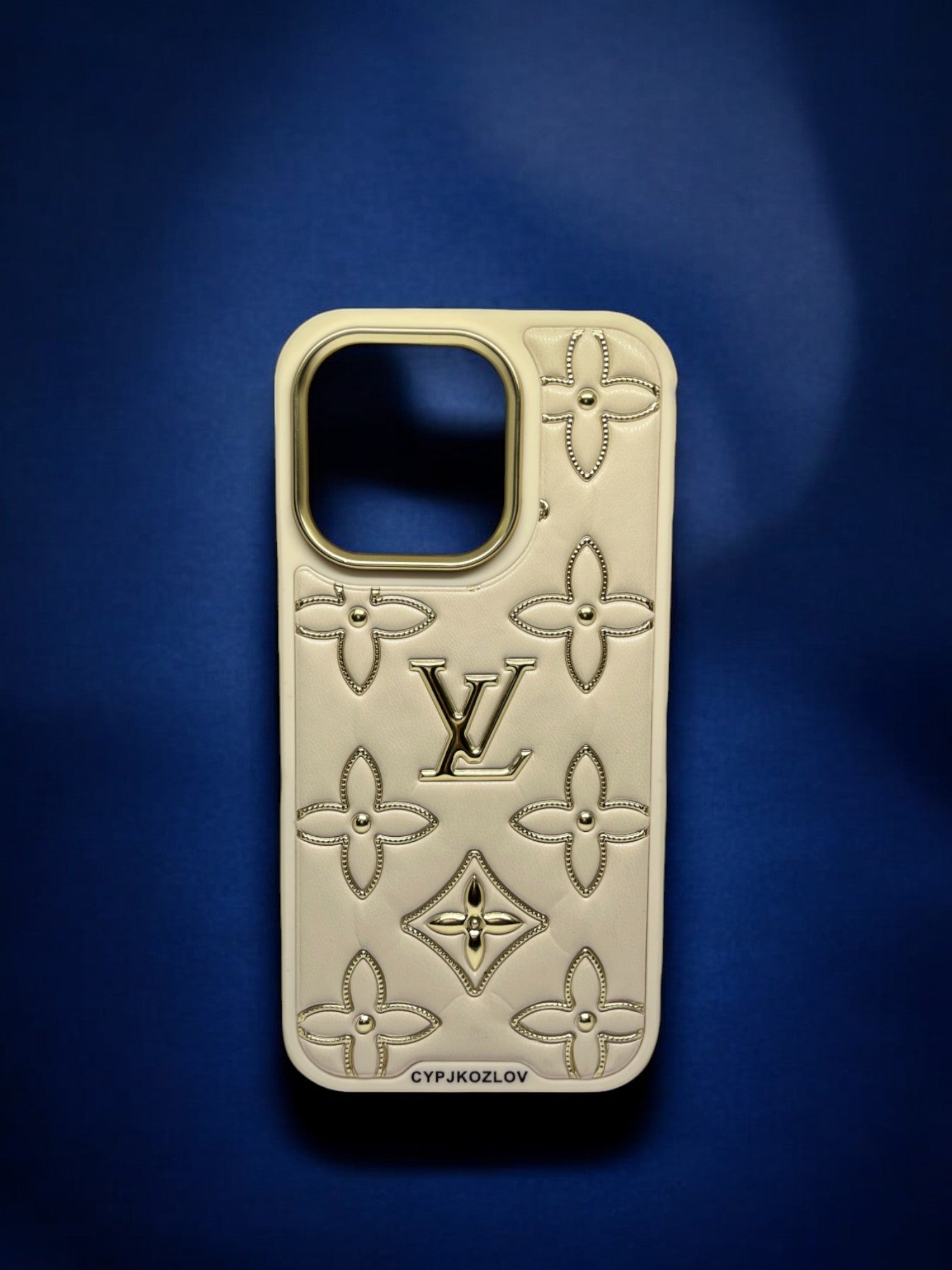 Louis Vuitton iPhone Case Stamped Letters Design - Blanched Almond