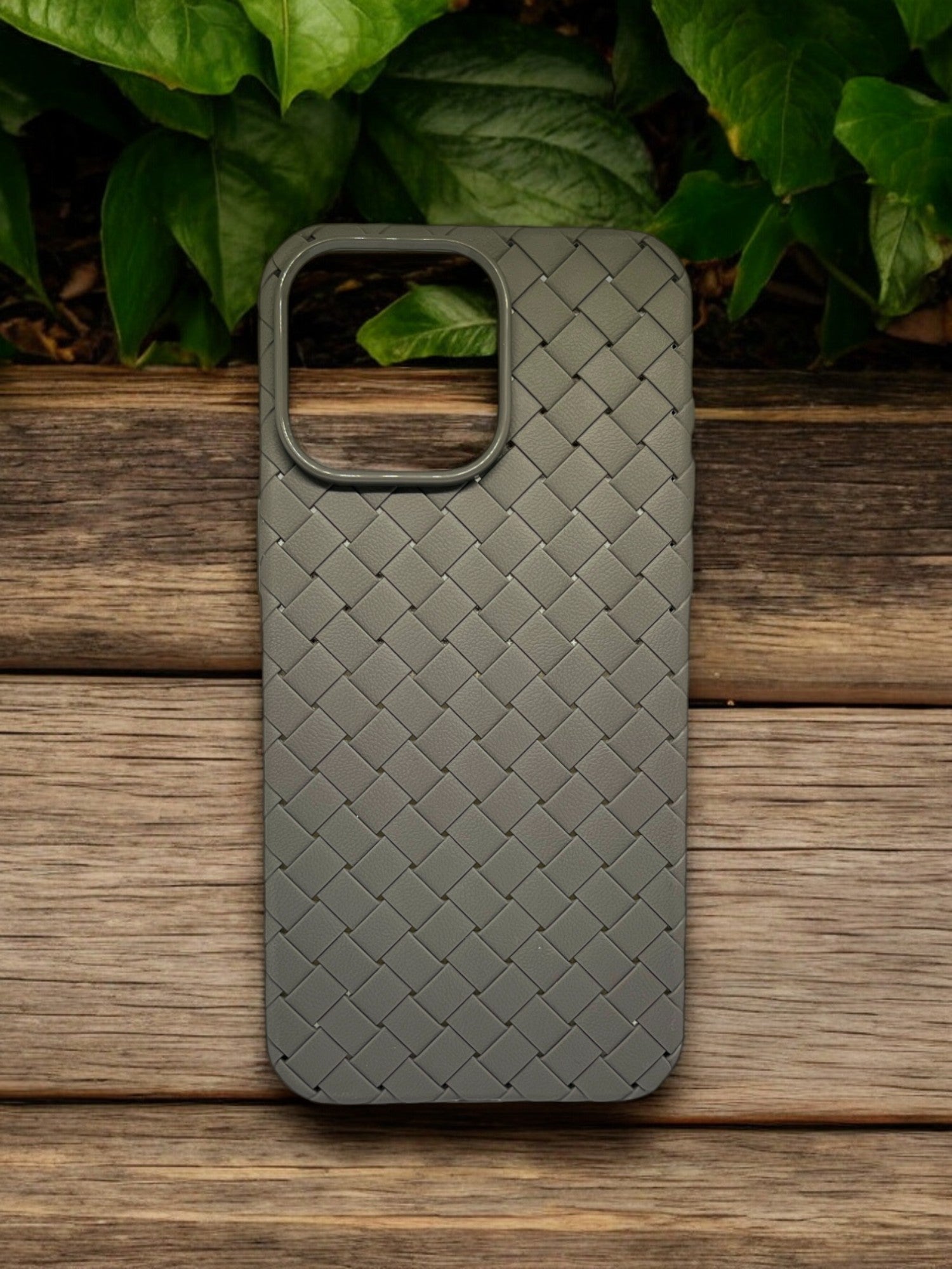 Woven Leather Feel iPhone Case - Grey