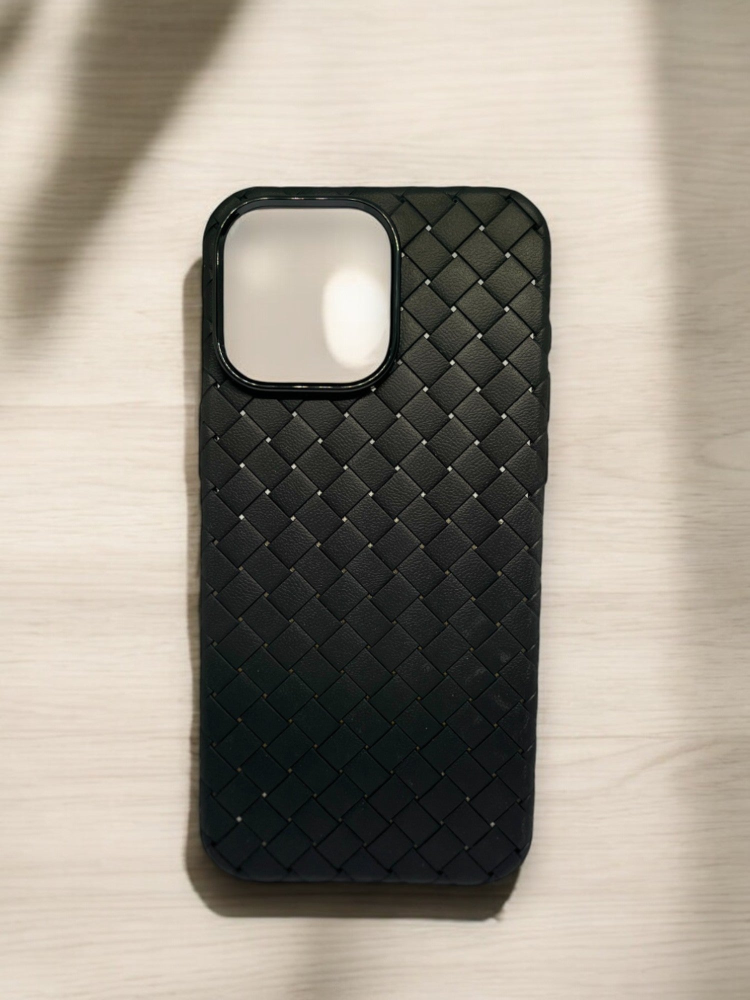 Woven Leather Feel iPhone Case - Black