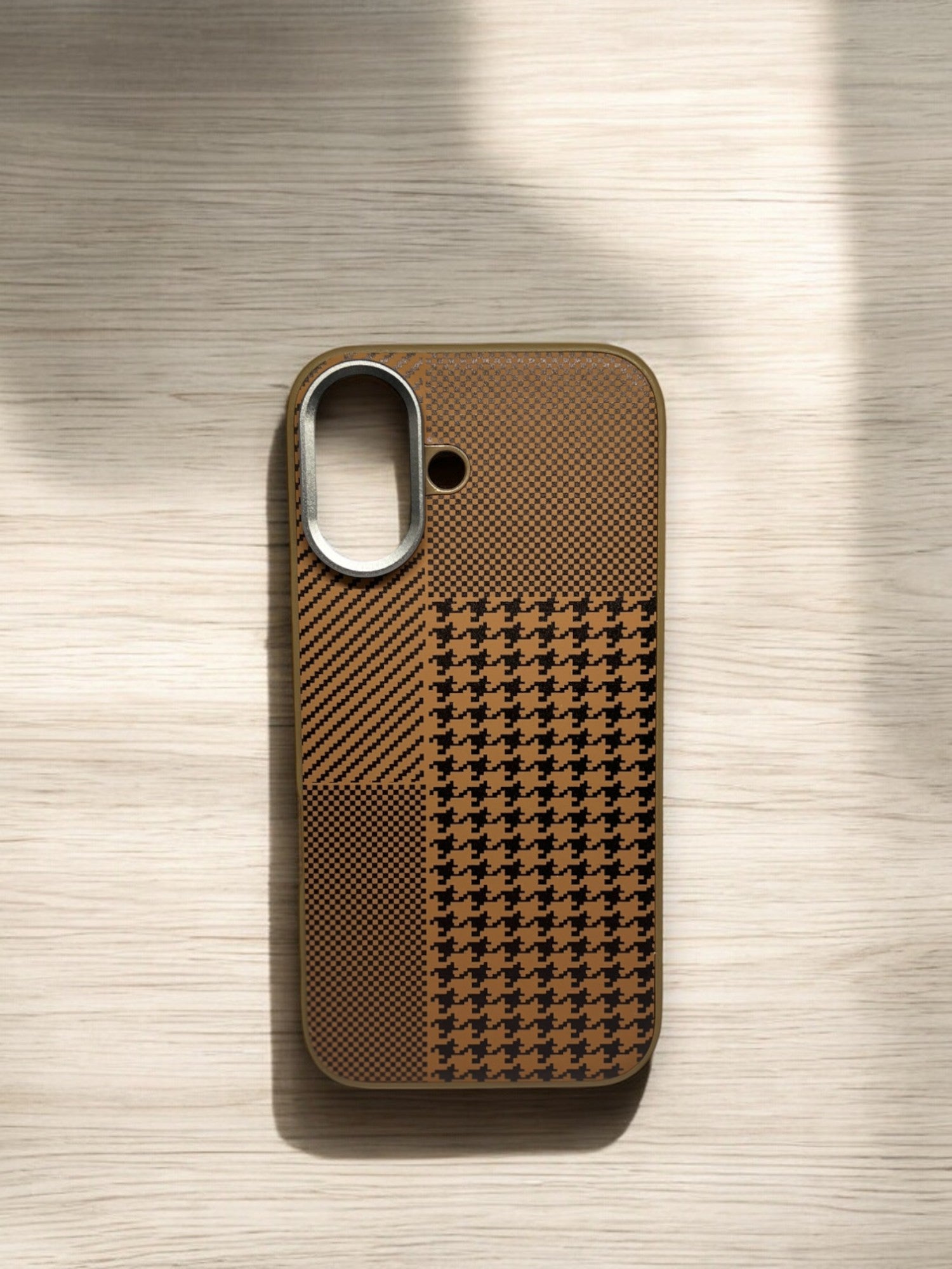 Carbon Fiber Texture Leather Hybrid Slim Case - Brown