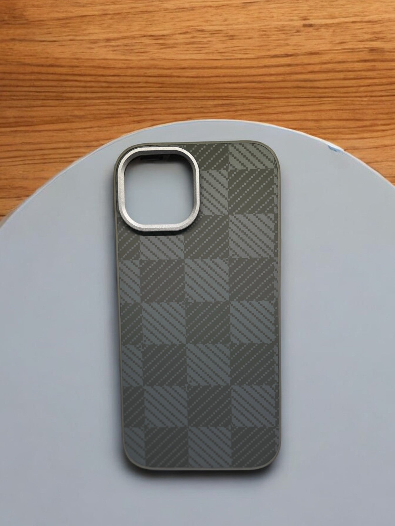 Carbon Fiber Texture Square Pattern Leather Case - Grey