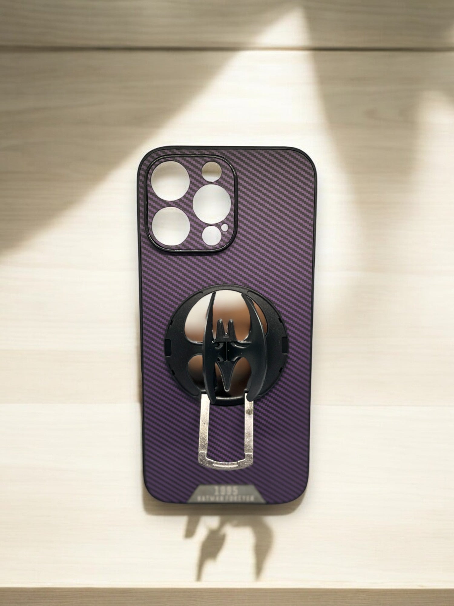 Luxury Carbon Fiber Batman Stand Case - Purple