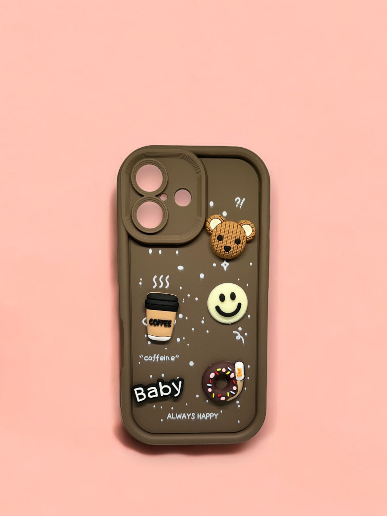 Cute Cartoon 3D Coffee Liquid Silicone Back Cover - Brown