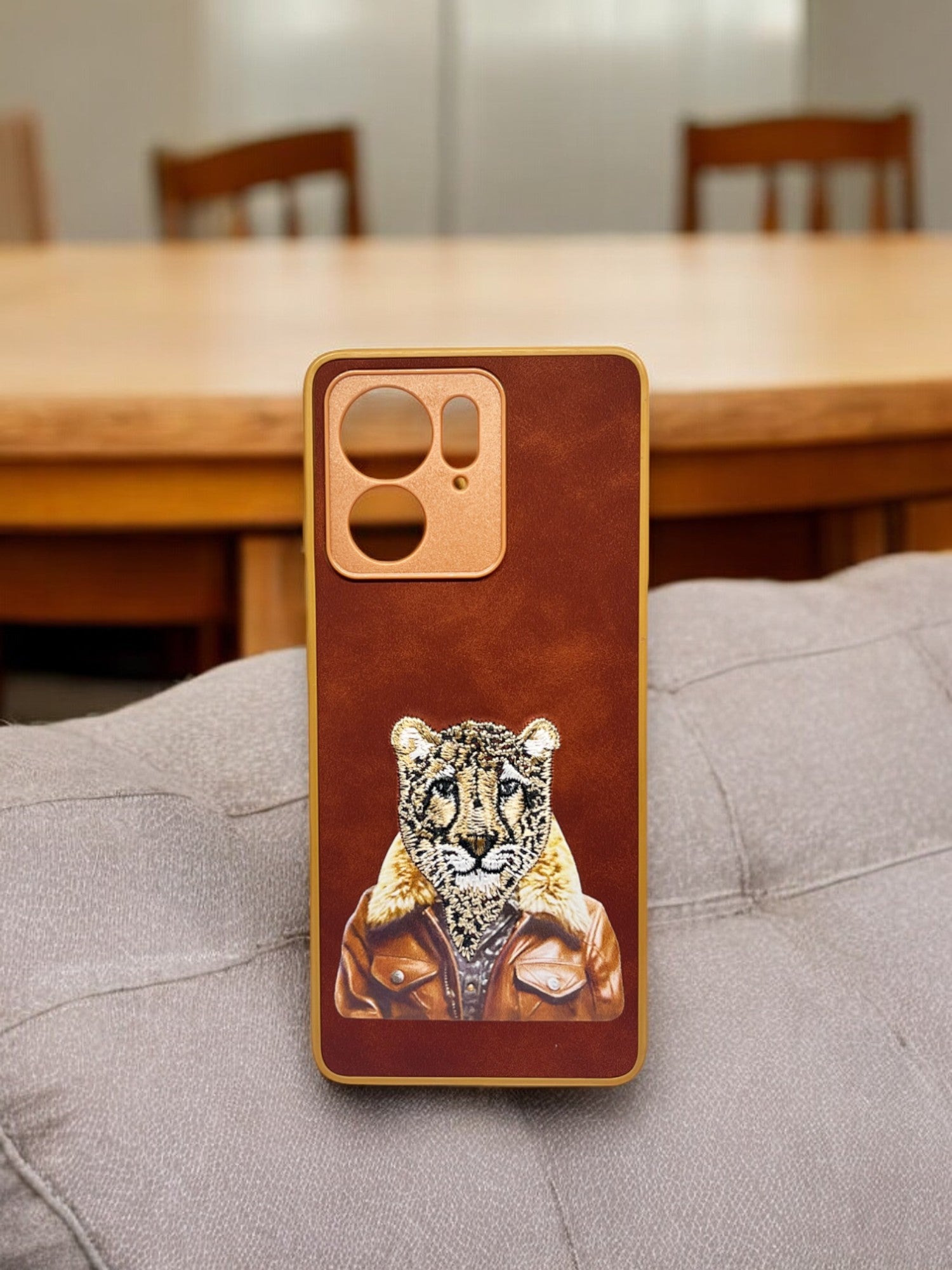 Tiger Leather Finish Back Cover - Brown